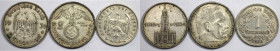Deutsche Münzen und Medaillen ab 1871, LOTS UND SAMMLUNGEN. 3. REICH 1933-1945. 1 Reichsmark 1934 D (Fast Vz), 2 Reichsmark 1934 A (Ss), 2 Reichsmark ...