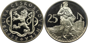 Europäische Münzen und Medaillen, Tschechoslowakei / Czechoslovakia. 10 Jahre Slowakischer Aufstand. 25 Kronen 1954. 16,0 g. 0.500 Silber. 0.26 OZ. KM...
