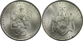 Europäische Münzen und Medaillen, Tschechoslowakei / Czechoslovakia. 50 Jahre Kommunistische Partei der Tschechoslowakei. 50 Kronen 1971. 13,0 g. 0.70...