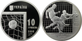 Europäische Münzen und Medaillen, Ukraine. Fußball - WM 2006 in Deutschland. 10 Hryven 2004. 33,91 g. 0.925 Silber. 1 OZ. KM 207. Polierte Platte