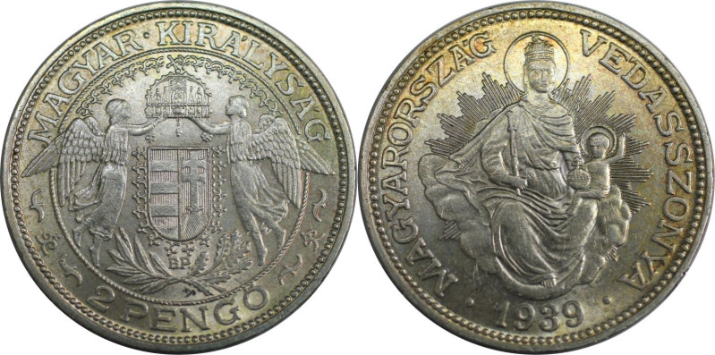 Europäische Münzen und Medaillen, Ungarn / Hungary. Madonna. 2 Pengö 1939. 10,0 ...