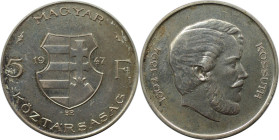 Europäische Münzen und Medaillen, Ungarn / Hungary. Lajos Kossuth. 5 Forint 1947, Silber. 0.19 OZ. KM 534a. Stempelglanz