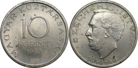 Europäische Münzen und Medaillen, Ungarn / Hungary. Istvan Szechenyi. 10 Forint 1948. 20,0 g. 0.500 Silber. 0.32 OZ. KM 538. Stempelglanz. Kl.Flecken....