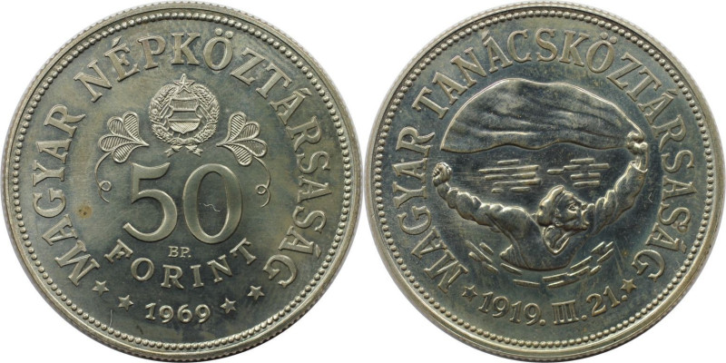 Europäische Münzen und Medaillen, Ungarn. 50 Jahre Räterepublik. 50 Forint 1969,...