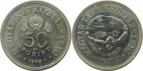 Europäische Münzen und Medaillen, Ungarn. 50 Jahre Räterepublik. 50 Forint 1969, Silber. 0.33 OZ. KM 589. Stempelglanz