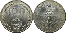 Europäische Münzen und Medaillen, Ungarn / Hungary. 25 Jahre Freiheit. 100 Forint 1970, Silber. 0.45 OZ. KM 593. Stempelglanz