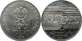Europäische Münzen und Medaillen, Ungarn / Hungary. 100 Jahre Budapest - Buda und Pest. 100 Forint 1972. 22,0 g. 0.640 Silber. 0.45 OZ. KM 598. Stempe...
