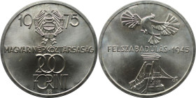 Europäische Münzen und Medaillen, Ungarn / Hungary. 30. Jahrestag der Befreiung. 200 Forint 1975. 28,0 g. 0.640 Silber. 0.58 OZ. KM 604. Stempelglanz...