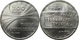 Europäische Münzen und Medaillen, Ungarn / Hungary. 150 Jahre Akademie der Wissenschaften. 200 Forint 1975. 28,0 g. 0.640 Silber. 0.58 OZ. KM 605. Ste...