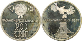 Europäische Münzen und Medaillen, Ungarn / Hungary. 30. Jahrestag der Befreiung. 200 Forint 1975, Silber. 0.58 OZ. KM 604. Polierte Platte
