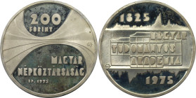 Europäische Münzen und Medaillen, Ungarn / Hungary. 150 Jahre Akademie der Wissenschaften. 200 Forint 1975, Silber. 0.58 OZ. KM 605. Polierte Platte
