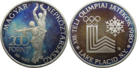Europäische Münzen und Medaillen, Ungarn / Hungary. XIII. Olympische Winterspiele - Lake Placid. 200 Forint 1980. 16,0 g. 0.640 Silber. 0.33 OZ. KM 61...