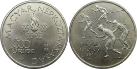 Europäische Münzen und Medaillen, Ungarn / Hungary. Olympiade Sarajevo - Skilanglauf. 500 Forint 1984, Silber. 0.58 OZ. KM 641. Stempelglanz