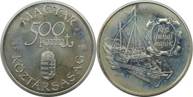 Europäische Münzen und Medaillen, Ungarn / Hungary. Donauschiff "Arpad". 500 Forint 1993, Silber. 0.94 OZ. KM 702. Stempelglanz
