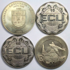Europäische Münzen und Medaillen, Lots und Sammlungen. Dänemark, 5 Ecu 1995, KM X# 30. Niederlande, 2 x 10 Ecu 1990, 1993, KM X# 27, X# 70. Schweiz, 5...