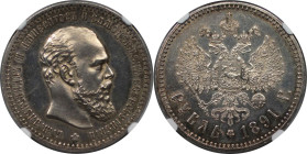 Russische Münzen und Medaillen, Alexander III. (1881-1894). Rubel 1891 AT, Silber. NGC UNC DETAILS CLEANED