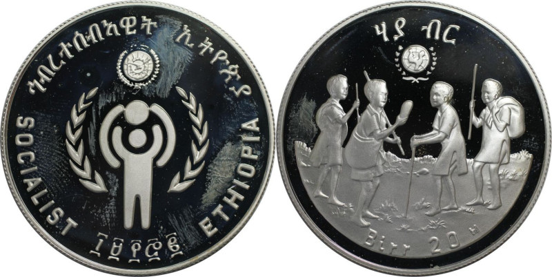 Weltmünzen und Medaillen, Äthiopien / Ethiopia. Internationales Jahr des Kindes....