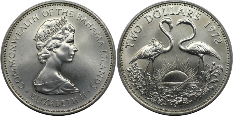 Weltmünzen und Medaillen, Bahamas. Flamingos. 2 Dollars 1972. 29,80 g. 0.925 Sil...