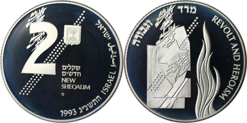 Weltmünzen und Medaillen, Israel. Revolte und Heldentum. 2 New Sheqalim 1993. 28...