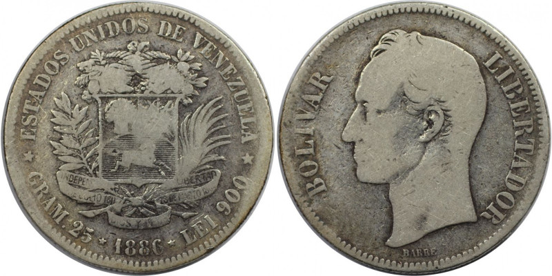 Weltmünzen und Medaillen, Venezuela. Republik seit 1830. 5 Bolívares (Gram.25) 1...