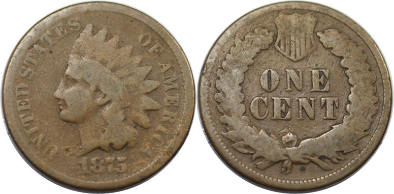 Weltmünzen und Medaillen, Vereinigte Staaten / USA / United States. 1 Cent 1875....