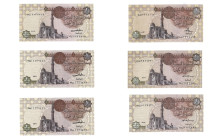 Banknoten, Ägypten / Egypt, Lots und Sammlungen. 6 x 1 Pound 1981-2001. Lot von 6 Banknoten. I