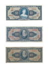 Banknoten, Brasilien / Brazil, Lots und Sammlungen. 50 Cruzeiros ND (1961) Serie 1081A, Pick 169a, I. 2 x 100 Cruzeiros ND (1961) Serie 918A, 812A, Pi...