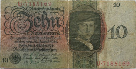 Banknoten, Deutschland / Germany. Reichsbank (1924-1945) Germany Note. 10 Reichsmark 11.10.1924. Pick 175. III