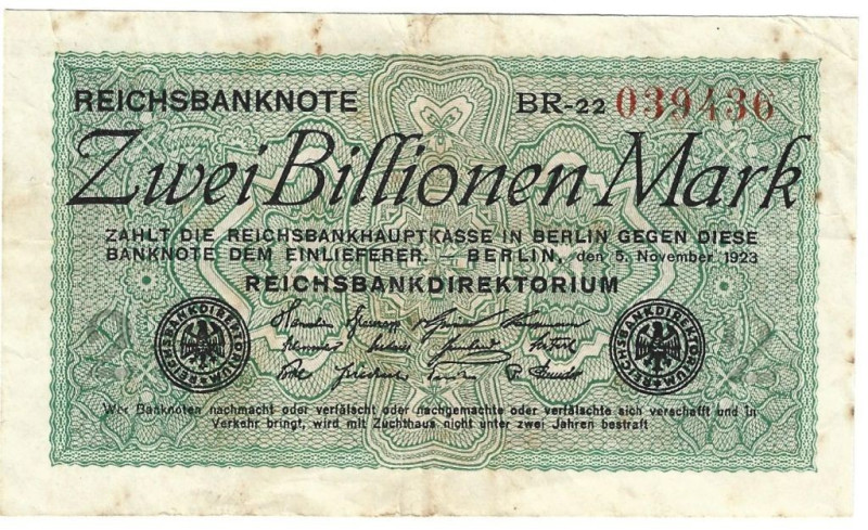 Banknoten, Deutschland / Germany. Deutsches Reich, Weimarer Republik. Reichsbank...