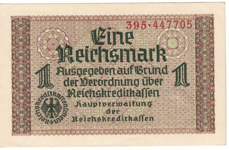Banknoten, Deutschland / Germany. Deutsches Reich, Drittes Reich. 1 Reichsmark 1...