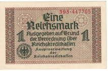 Banknoten, Deutschland / Germany. Deutsches Reich, Drittes Reich. 1 Reichsmark 1939-1944 Reichskreditkasse. Ro.551a. I