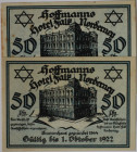 Banknoten, Deutschland / Germany, Lots und Sammlungen. Notgeld Norderney (Hannover / Niedersachsen). Motiv: Hoffmanns Hotel Falk. 2 x 50 Pfennig 01.10...