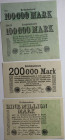 Banknoten, Deutschland / Germany, Lots und Sammlungen. Reichsbanknote. 2 x 100 000 Mark, 200 000 Mark, 1 Millionen Mark 1923. Pick 91, 100, 102. Lot v...