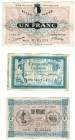 Banknoten, Frankreich / France, Lots und Sammlungen. Marseille, 50 Centimes 1914. Metz, 1 Franc 1918. Mulhouse, 1 Franc 1918. Lot von 3 Banknoten. II-...