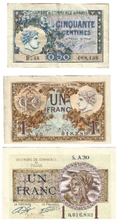 Banknoten, Frankreich / France, Lots und Sammlungen. Chambre de Commerce de Pari...