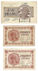 Banknoten, Frankreich / France, Lots und Sammlungen. Chambre de Commerce de Paris. 2 x 50 Centimes und 1 Franc 1920. Lot von 3 Banknoten. II