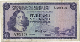 Banknoten, Südafrika / South Africa. 5 Rand ND (1967-1974). Erste Zeilen mit Bankname und Wert in Englisch. Pick 111b. III