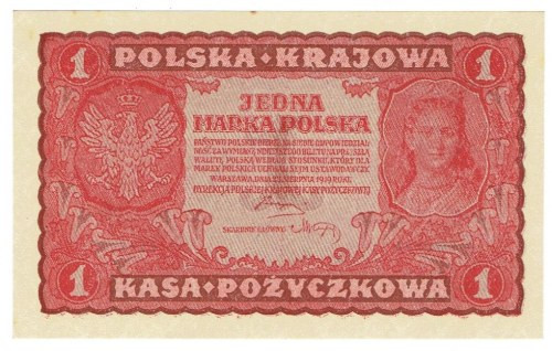 II RP, 1 marka polska 1919 I SERIA AA Wyśmienicie zachowany banknot o idealnej ż...