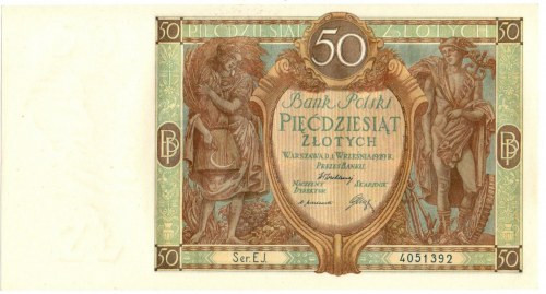 II RP, 50 złotych 1929 EJ Doskonale zachowany egzemplarz w emisyjnej kondycji, o...