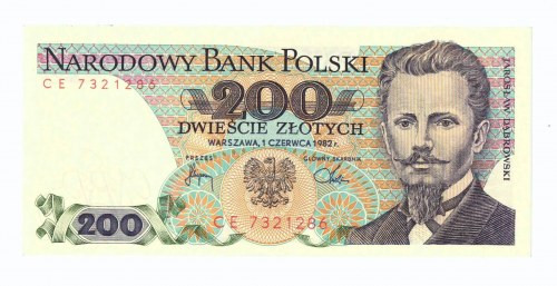 PRL, 200 złotych 1982 CE Egzemplarz w emisyjnym stanie zachowania, niemal niedos...