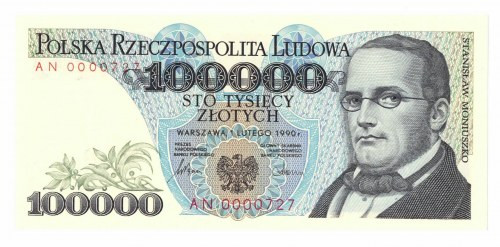 Peoples Republic of Poland, 100000 zloty 1990 AH - PMG 67EPQ Wyśmienicie zachowa...