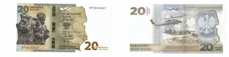 III RP, 20 złotych 2022 - Ochrona polskiej granicy wschodniej Banknot w emisyjny...