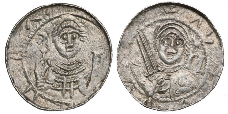 Vladislaus II, Denarius, Cracow Charakterystyczny denar przedstawiający na rewer...