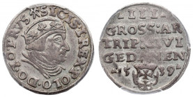 Sigismund I the Old, 3 groschen 1539, Danzig - PCGS AU53 R1/R3