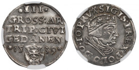 Sigismund I the Old, 3 groschen 1539, Danzig - NGC UNC Details R1/R3