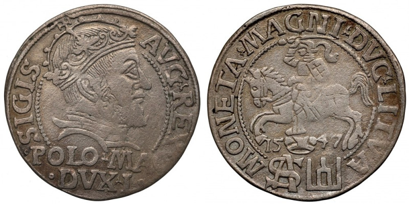 Sigismund II Augustus, Grossus 1547, Vilnius Ładny egzemplarz.&nbsp; Pierwszy ro...