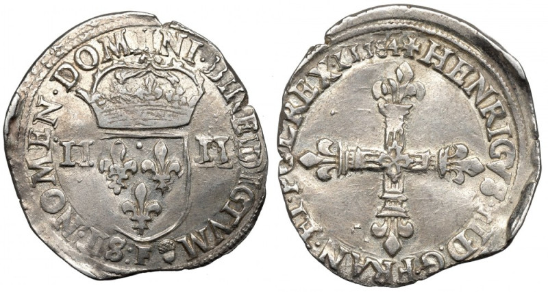 France/Poland, Henri III, 1/4 ecu 1584, Angers Ładny egzemplarz, dobrze wybity, ...