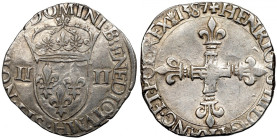 France/Poland, Henri III, 1/4 ecu 1587, La Rochelle R3
