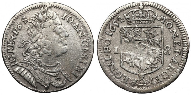 John II Casimir, 18 groschen 1652, Fraustadt Ładny egzemplarz. Rzadsza odmiana r...