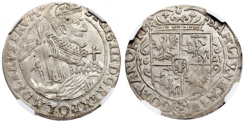 Sigismund III, 18 groschen 1623, Bromberg - NGC MS62 Piękny egzemplarz w urokliw...